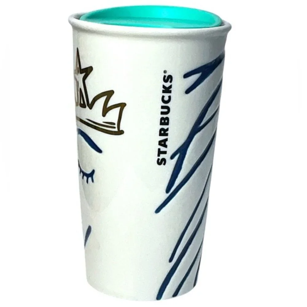 Starbucks 2016 Anniversary Ceramic Tumbler Swarovski Red Crystal Lip Siren Mug